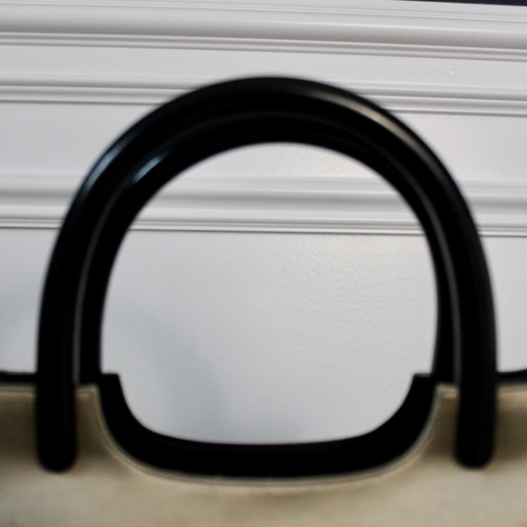 Vintage Late 1990s Prada Taupe Satin Handbag with Black Composite Handles - Picture 8 of 11